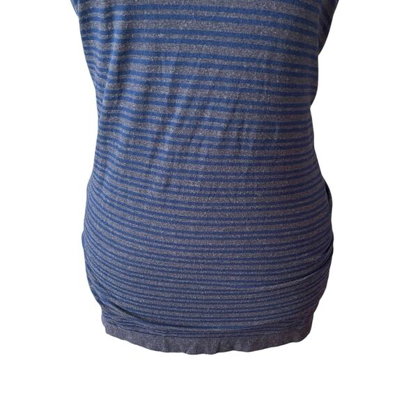 Athleta Medium Back to Basics Tank Top Striped Gray Blue Workout Tee - Picture 5 of 8